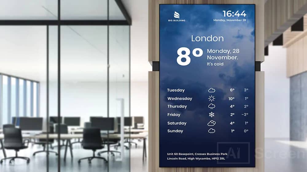 digital signage rss feeds automatically displays news weather update in any location