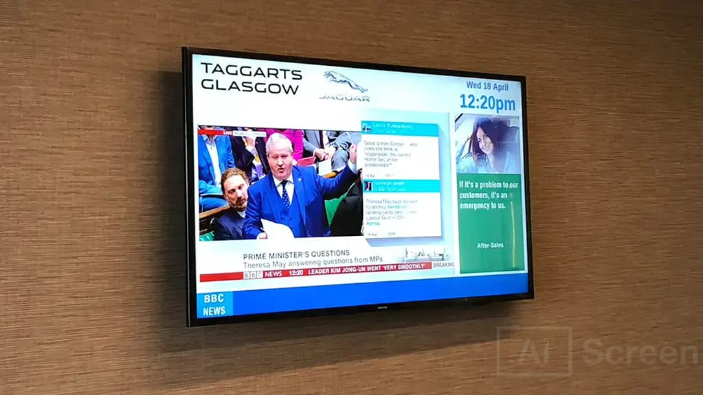digital signage screen broadcast displays to convey crucial industry updates