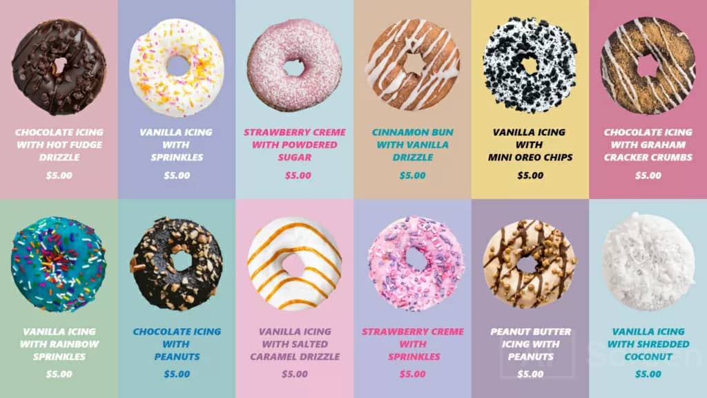 Donuts Menu Colored
