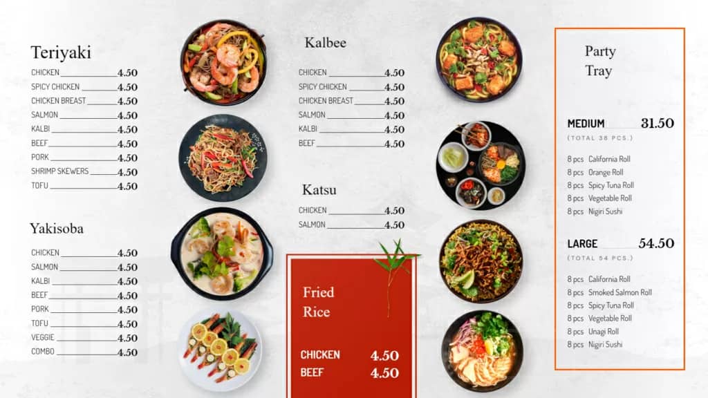 Asian Menu Light