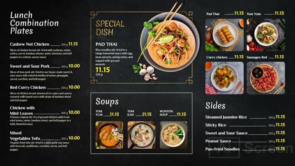 Thai Menu Dark