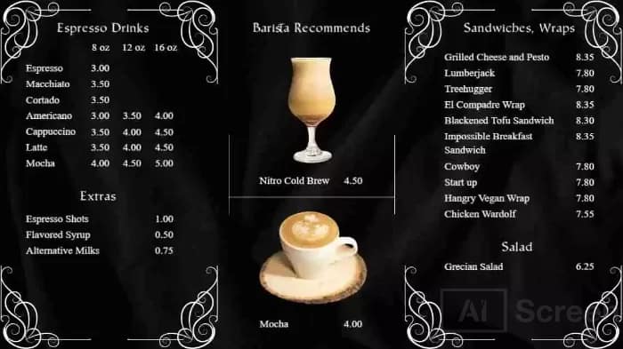 Coffee Shop Digital Menu Board
