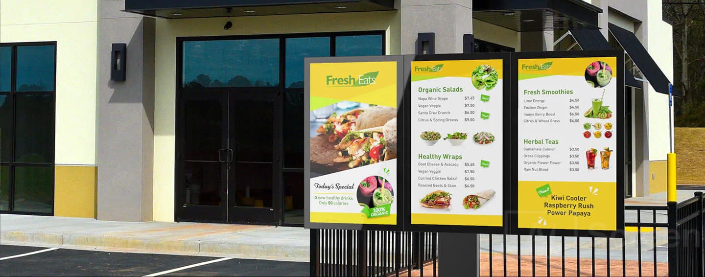 digital outdoor drive thru screen in the parking lot