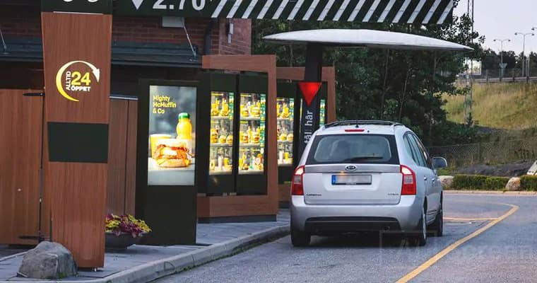 digital signage for restaurant drive-thru service