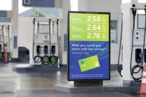 gas station digital signage with reward programs and other items